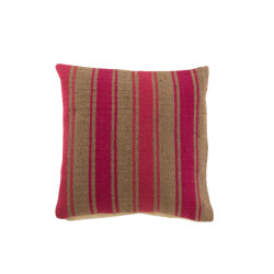J-Line kussen vierkant anna groot groeven jute 47.5x47.5x15cm