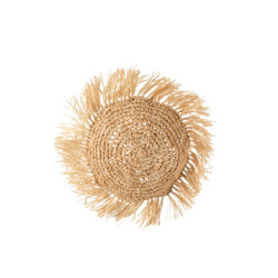 J-Line kussen rond riet raffia 45x45x15cm