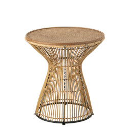 J-Line bijzettafel rond groeven rotan naturel 58x58x64cm