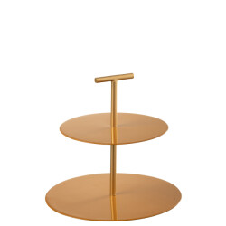 J-Line voedselstand rond metaal oker 25.5x25.5x23.5cm