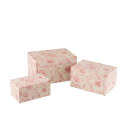 J-Line set van drie dozen rozen mdf /roze 35x25x20cm