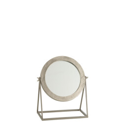 J-Line spiegel rond op voet metaal zilver 35x30x15cm