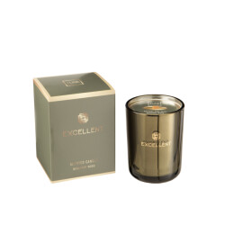 J-Line geurkaars excellent bergamot wood small-50u 8x8x10.5cm