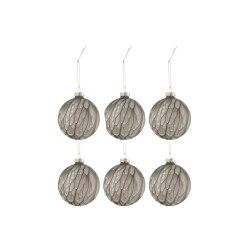 J-Line doos van 6 kerstballen gevlekt glas mat small 8.5x8.5x10cm