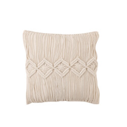 J-Line kussen cosy katoen gebroken large 46x46x12cm