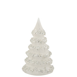 J-Line kerstboom lijnen glitter+parels /zilver glas large 12.5x12.5x21cm