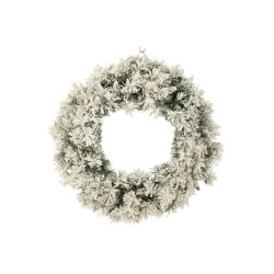 J-Line kerstkrans+led warm wit plastiek besneeuwd large 63x13x63cm