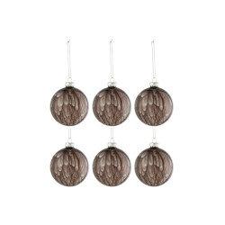 J-Line doos van 6 kerstballen gevlekt glas blinkend donker small -