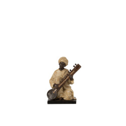 J-Line indiase figuur met muziekinstrument poly beige/ 19x14x24cm