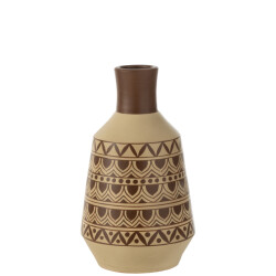 J-Line vaas patroon vormen terracotta wit/bruin 21x21x37cm