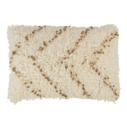 J-Line kussen rechthoek parel katoen /goud 40x60x20cm