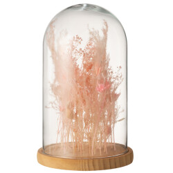 J-Line stolp droogbloemen licht glas hout large 22x22x37cm