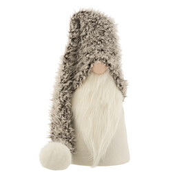 J-Line kerstman winter poly/textiel grijs large 28.5x28.5x57cm