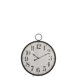 J-Line klok rond bol glas metaal zwart 70.5x13x85cm