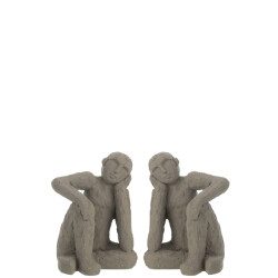 J-Line set van 2 boekensteun zittend cement large 19x25x15cm