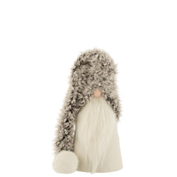 J-Line kerstman winter poly/textiel grijs small 22x22x42cm
