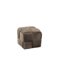 J-Line poef 1-zit textiel/hout donker 42x42x40cm