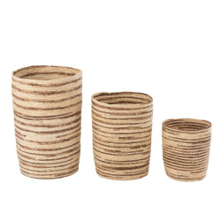 J-Line set van 3 manden maïs beige/bruin 44x44x60cm