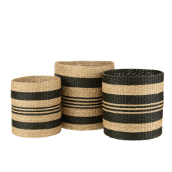 J-Line set 3 manden gestreept zeegras 40x40x40cm
