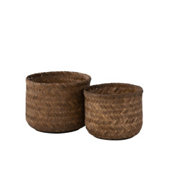 J-Line set van twee mand bamboo donker 39.5x39.5x30cm