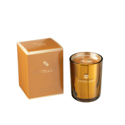 J-Line geurkaars excellent golden honey oker small-50u 8x8x10.5cm