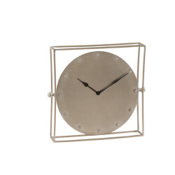 J-Line klok vierkant zwevend ijzer zilver large 33x33x7cm