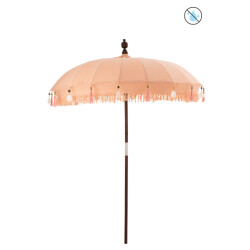 J-Line parasol kwastjes/schelpen peche hout donker bruin large 188x188x250cm
