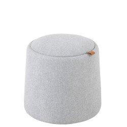 J-Line poef/bijzettafel rond textiel/hout licht 42x42x43cm