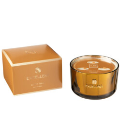 J-Line geurkaars excellent golden honey oker large-40u 14x14x9.5cm
