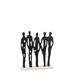 J-Line figuur op rij aluminium/marmer /wit 35.5x10x40cm