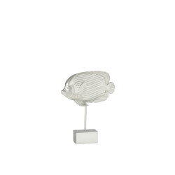 J-Line tropische vis op voet poly zilver 24.5x6x32cm
