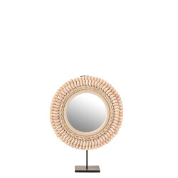 J-Line spiegel op voet mona schelpen licht rose large 37x12.5x52.5cm