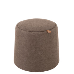 J-Line poef/bijzettafel rond textiel/hout bruin 42x42x43cm