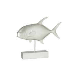 J-Line vis op voet poly zilver 51.5x11x43.5cm