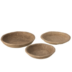 J-Line set van 3 schalen chad papier mache 40x40x7.5cm