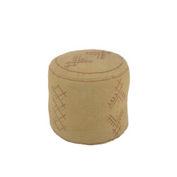 J-Line poef cilinder etnisch patronen katoen zand 40x40x35cm
