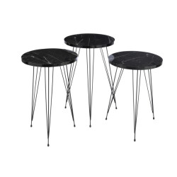 J-Line set van drie bijzettafels pb/metaal 34x34x56cm