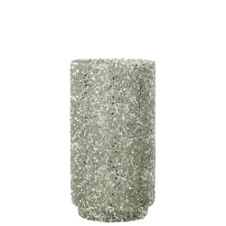 J-Line windlicht glitter glas zilver large 13x13x25cm