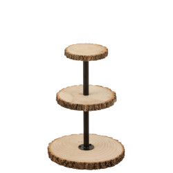 J-Line plateau 3 niveaus rond paulownia hout 35x35x50cm