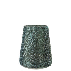J-Line windlicht glitter glas donker large 17x17x23cm