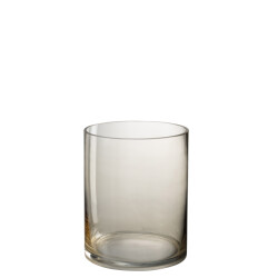 J-Line windlicht wls rond glas beige 20x20x25cm