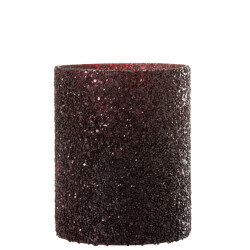 J-Line windlicht glitter glas bordeaux large 16x16x21cm