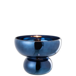 J-Line windlicht op voet afgerond glas 23x23x17.5cm