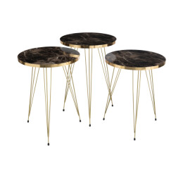 J-Line set van drie bijzettafels mdf/metaal wit/ 38x38x56cm
