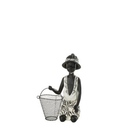 J-Line jongen zittend etnisch mand poly mix 16x21x28cm