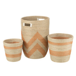 J-Line set 3 manden gestreept zeegras 56x38x38cm