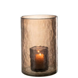 J-Line windlicht dubbel glas oker large 20.5x20.5x30.5cm