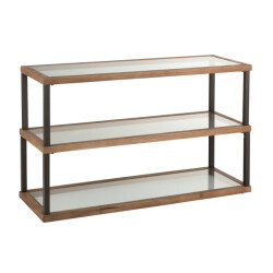 J-Line console 3 niveaus glas/hout 132x46x79cm