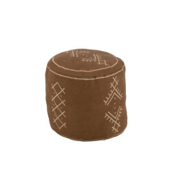 J-Line poef cilinder etnisch patronen katoen bruin 40x40x35cm