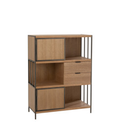 J-Line kast verschillende compartimenten hout/metaal 90x40x120.5cm